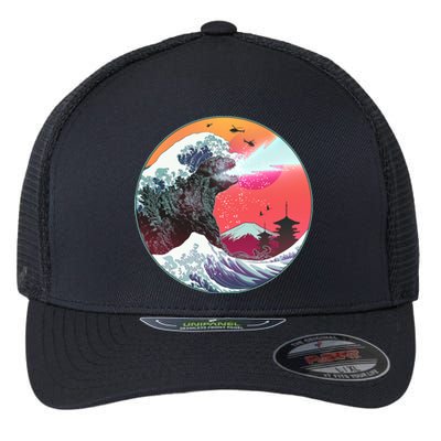 Retro 80's Godzilla Attack Wave Flexfit Unipanel Trucker Cap