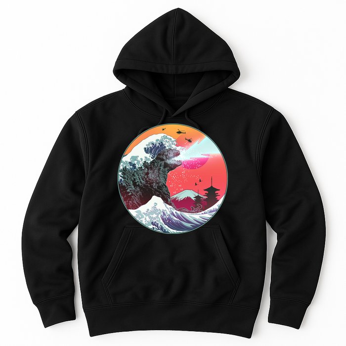 Retro 80's Godzilla Attack Wave Hoodie