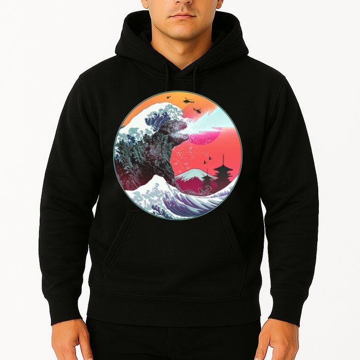 Retro 80's Godzilla Attack Wave Hoodie