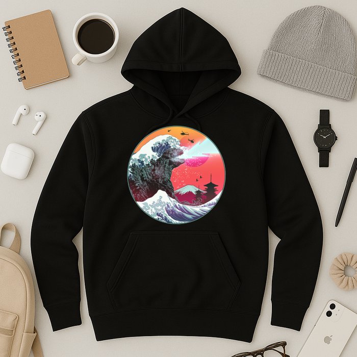 Retro 80's Godzilla Attack Wave Hoodie