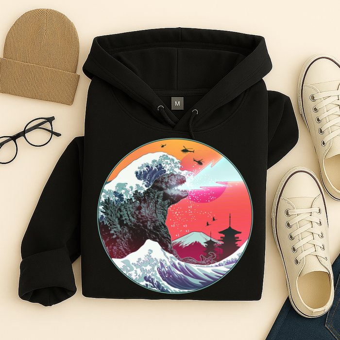 Retro 80's Godzilla Attack Wave Hoodie