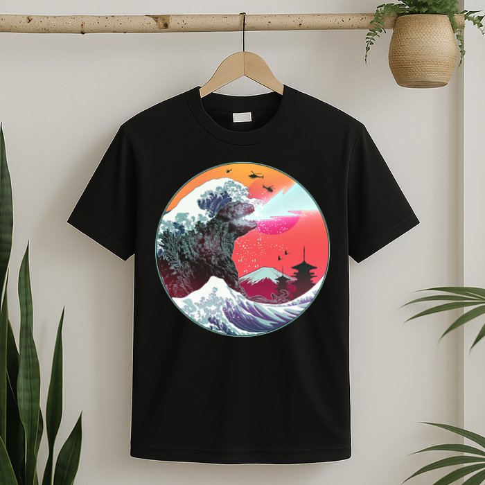 Retro 80's Godzilla Attack Wave T-Shirt