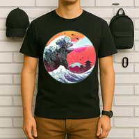 Retro 80's Godzilla Attack Wave T-Shirt