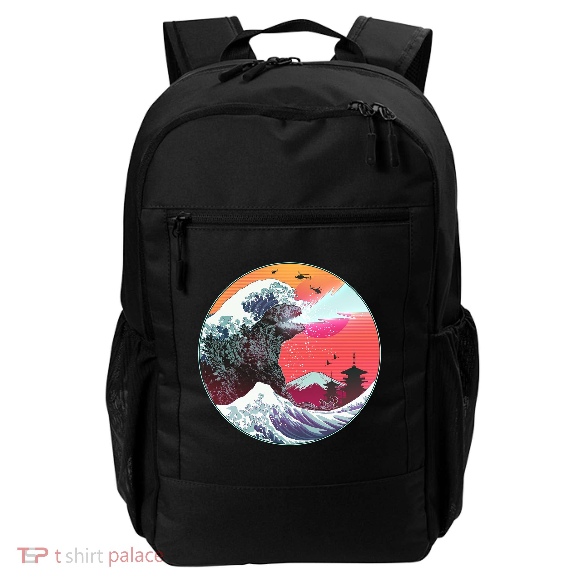 Retro 80's Godzilla Attack Wave Daily Commute Backpack