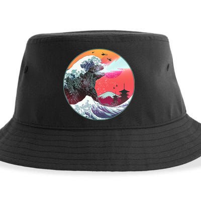 Retro 80's Godzilla Attack Wave Sustainable Bucket Hat