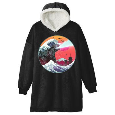 Retro 80's Godzilla Attack Wave Hooded Wearable Blanket