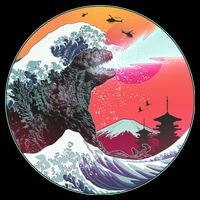 Retro 80's Godzilla Attack Wave 7-Panel Snapback Hat