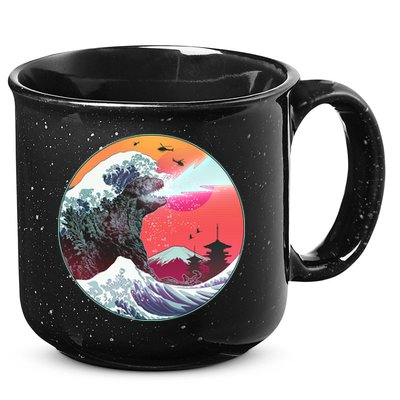 Retro 80's Godzilla Attack Wave 15oz Campfire Ceramic Mug