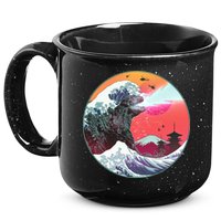 Retro 80's Godzilla Attack Wave 15oz Campfire Ceramic Mug