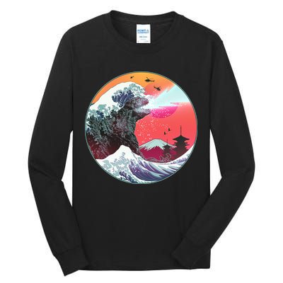 Retro 80's Godzilla Attack Wave Tall Long Sleeve T-Shirt