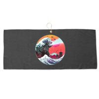 Retro 80's Godzilla Attack Wave Large Microfiber Waffle Golf Towel