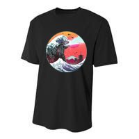 Retro 80's Godzilla Attack Wave Youth Performance Sprint T-Shirt