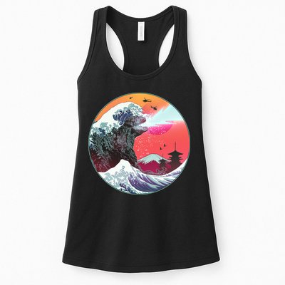 Retro 80's Godzilla Attack Wave Womens Tank Top