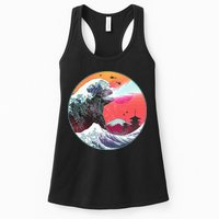 Retro 80's Godzilla Attack Wave Womens Tank Top