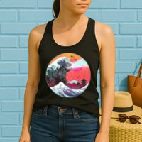 Retro 80's Godzilla Attack Wave Womens Tank Top