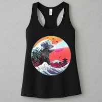Retro 80's Godzilla Attack Wave Womens Tank Top