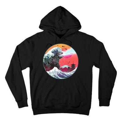 Retro 80's Godzilla Attack Wave Tall Hoodie