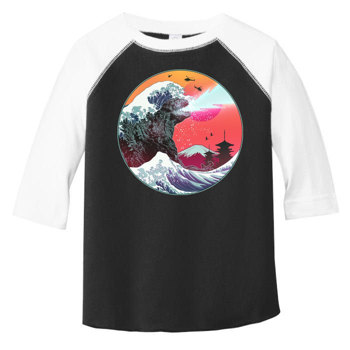 Retro 80's Godzilla Attack Wave Toddler Fine Jersey T-Shirt