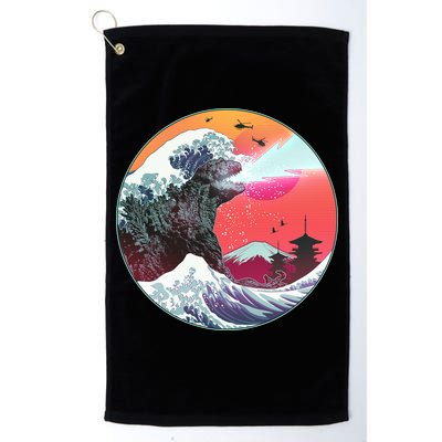 Retro 80's Godzilla Attack Wave Golf Towel