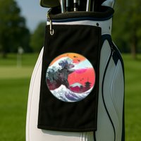 Retro 80's Godzilla Attack Wave Golf Towel