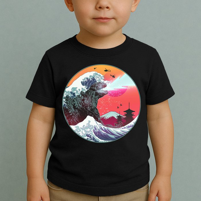 Retro 80's Godzilla Attack Wave Toddler T-Shirt
