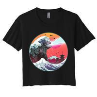 Retro 80's Godzilla Attack Wave Crop Top