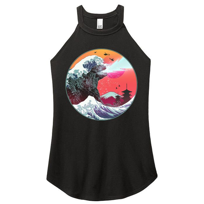 Retro 80's Godzilla Attack Wave Women's Perfect Tri Rocker Tank