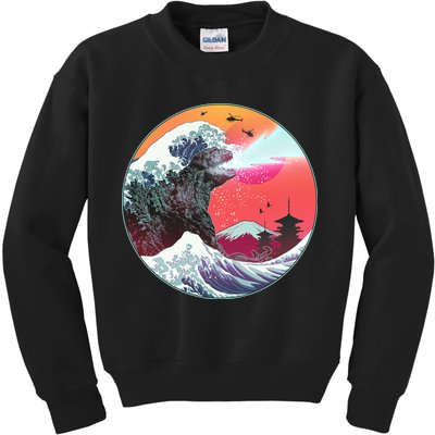 Retro 80's Godzilla Attack Wave Kids Sweatshirt