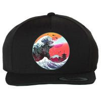 Retro 80's Godzilla Attack Wave Wool Snapback Cap