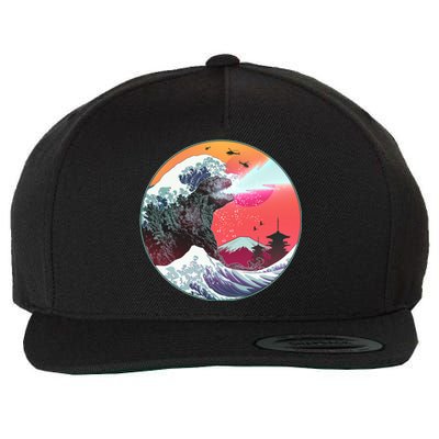 Retro 80's Godzilla Attack Wave Wool Snapback Cap