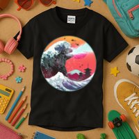 Retro 80's Godzilla Attack Wave Kids T-Shirt