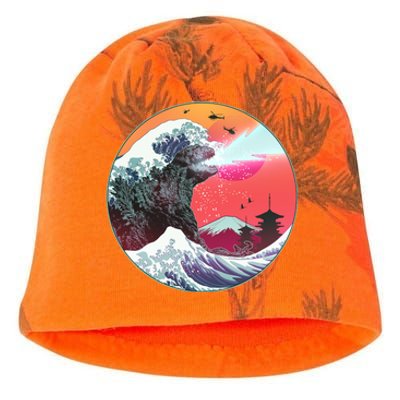 Retro 80's Godzilla Attack Wave Kati - Camo Knit Beanie