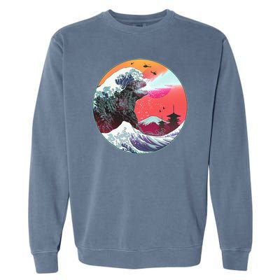 Retro 80's Godzilla Attack Wave Garment-Dyed Sweatshirt