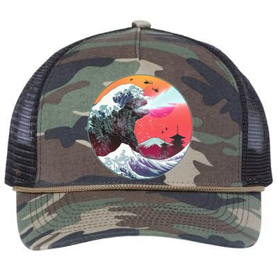 Retro 80's Godzilla Attack Wave Retro Rope Trucker Hat Cap