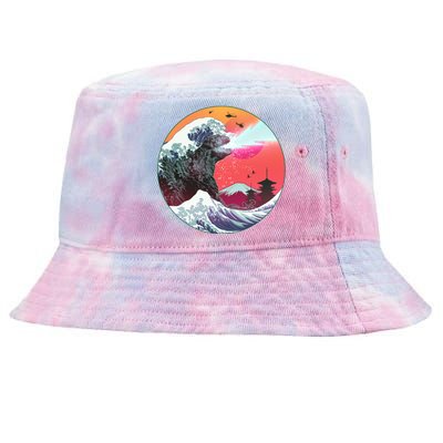 Retro 80's Godzilla Attack Wave Tie-Dyed Bucket Hat