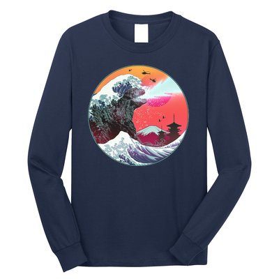 Retro 80's Godzilla Attack Wave Long Sleeve Shirt