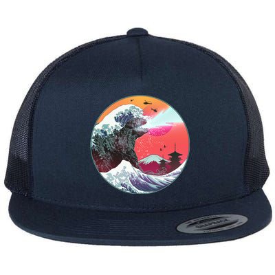 Retro 80's Godzilla Attack Wave Flat Bill Trucker Hat