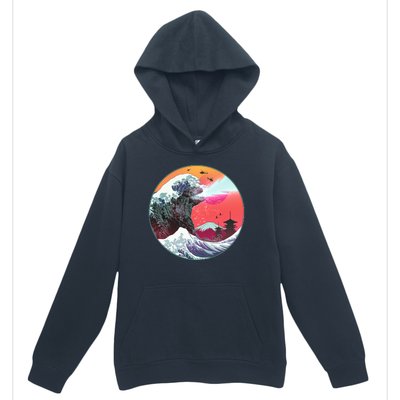 Retro 80's Godzilla Attack Wave Urban Pullover Hoodie