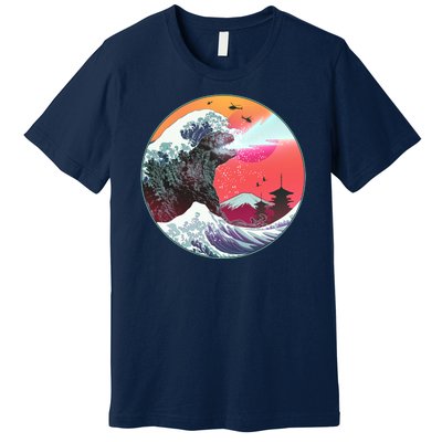 Retro 80's Godzilla Attack Wave Premium T-Shirt