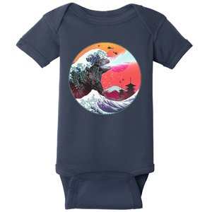 Retro 80's Godzilla Attack Wave Baby Bodysuit