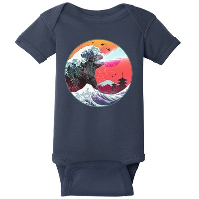 Retro 80's Godzilla Attack Wave Baby Bodysuit