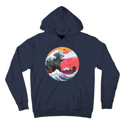 Retro 80's Godzilla Attack Wave Tall Hoodie