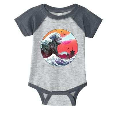 Retro 80's Godzilla Attack Wave Infant Baby Jersey Bodysuit