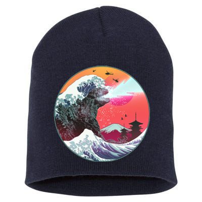 Retro 80's Godzilla Attack Wave Short Acrylic Beanie