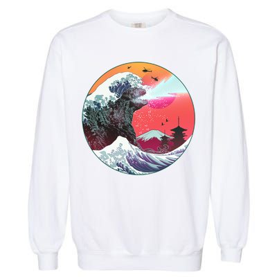 Retro 80's Godzilla Attack Wave Garment-Dyed Sweatshirt