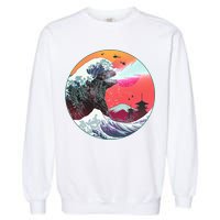 Retro 80's Godzilla Attack Wave Garment-Dyed Sweatshirt