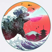 Retro 80's Godzilla Attack Wave Garment-Dyed Sweatshirt