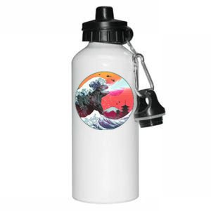 Retro 80's Godzilla Attack Wave Aluminum Water Bottle