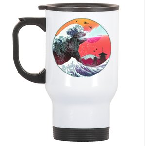 Retro 80's Godzilla Attack Wave Stainless Steel Travel Mug