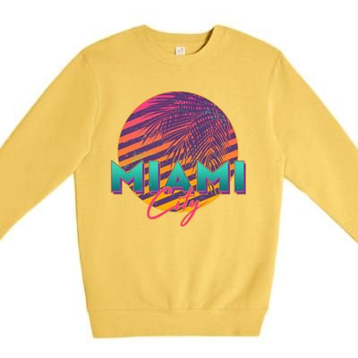 Retro 80's Miami CIty Emblem Premium Crewneck Sweatshirt